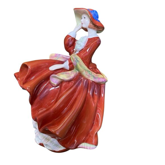 ROYAL DOULTON ENGLAND TOP OF THE HILL Vtg FIGURINE PRETTY LADIES 6.5” - Picture 5 of 8